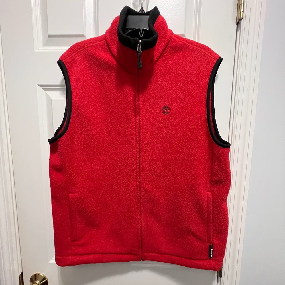 Timberland large red/black fleece vest